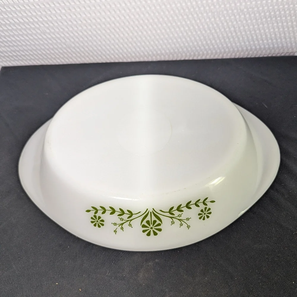 1970’s Glasbake USA Serving Dish. Oval Divided Milk Glass Dish with Oliv…